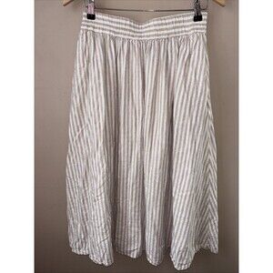 A New Day Striped Linen Blend Smocked Waist Midi Skirt Women’s Small